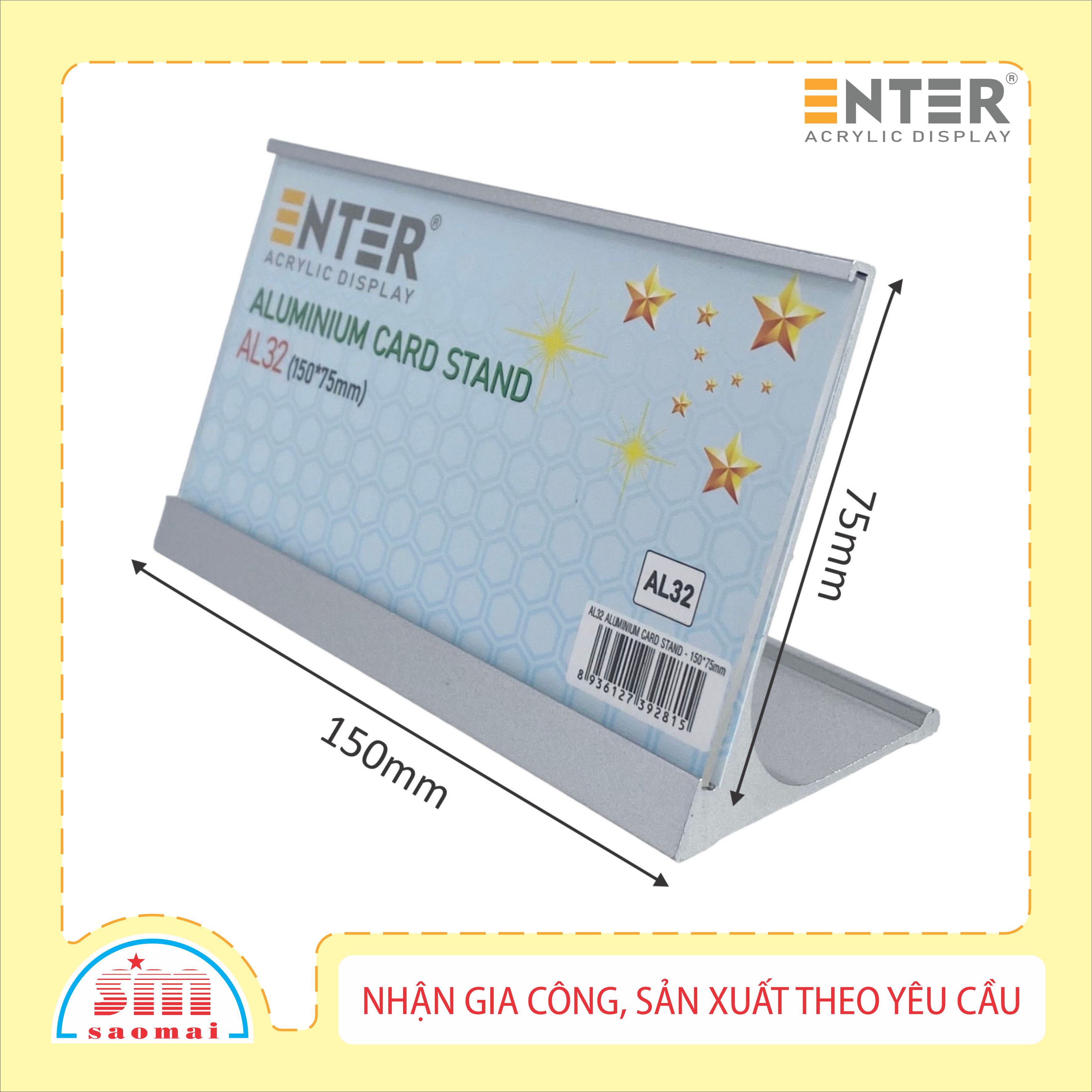 Bảng thông tin để bàn nhôm Enter AL32 150x75mm