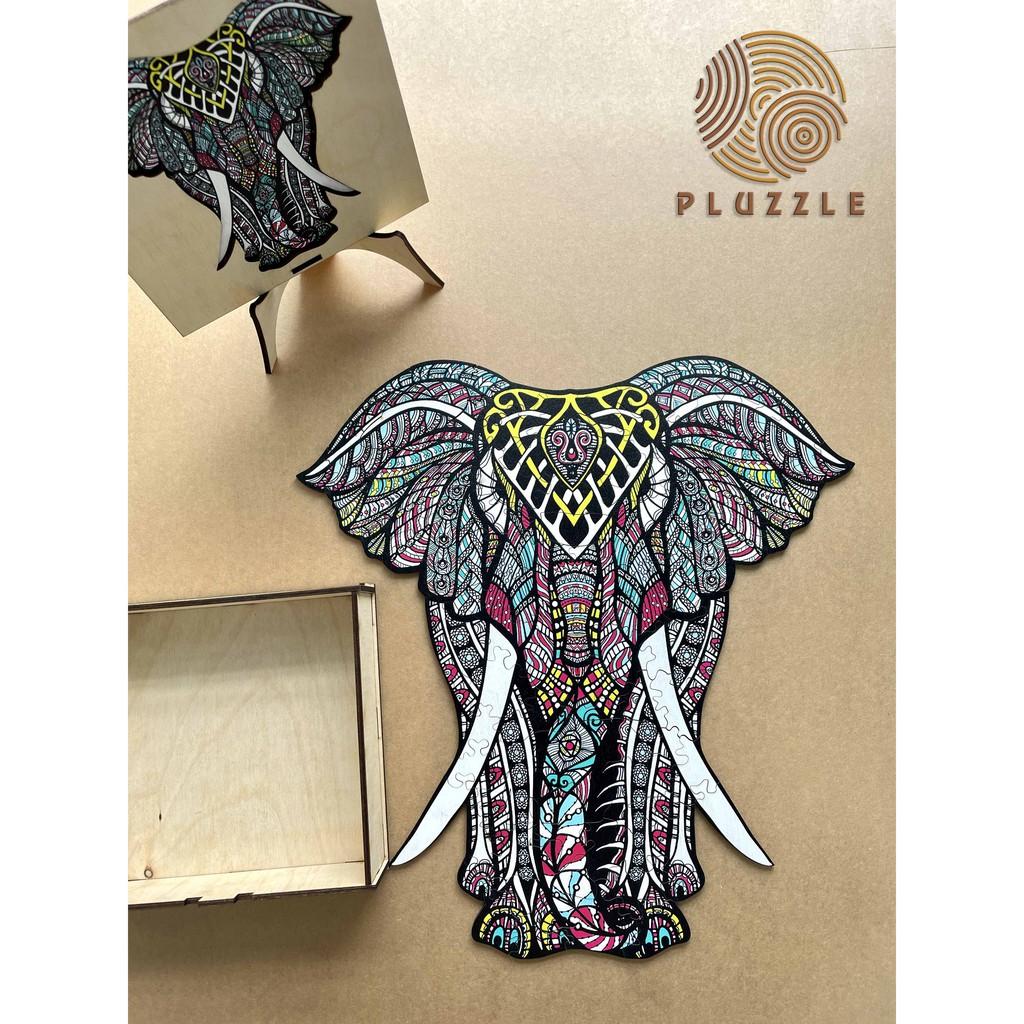 PLUZZLE Bộ xếp hình gỗ đồ chơi puzzle ghép hình con vật độc đáo - Con Voi – PZ024