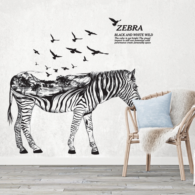 Decal dán tường Ngựa vằn Trang trí quán đẹp