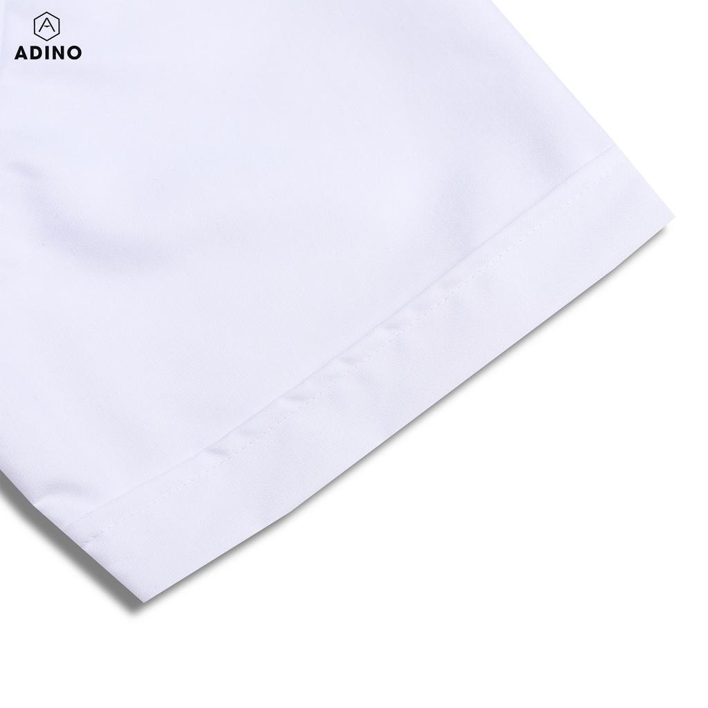 Hình ảnh Áo sơ mi cộc tay nam màu trắng tinh ADINO vải nến lụa sợi sồi modal dáng công sở slimfit hơi ôm trẻ trung CT102