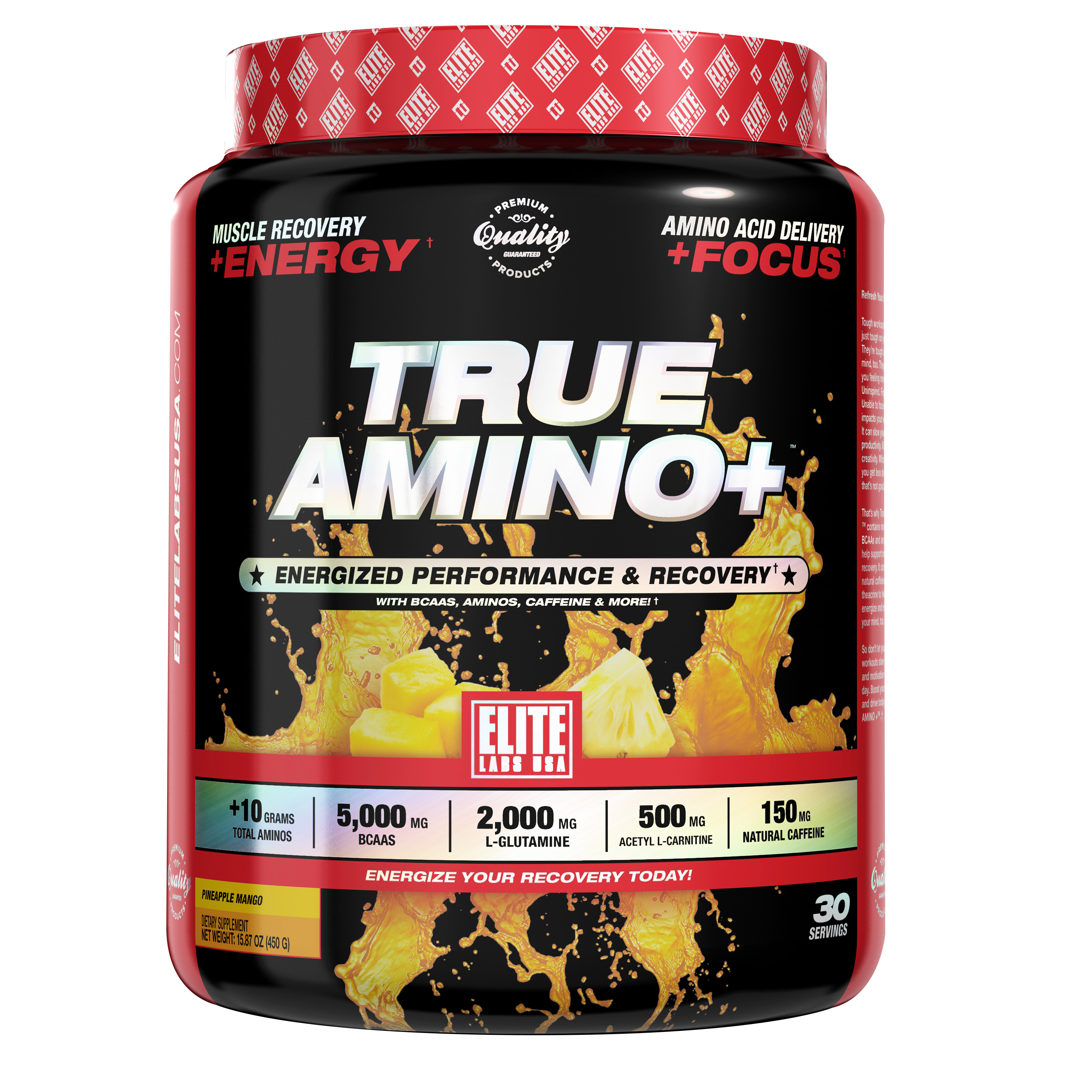 Sản phẩm  tăng sức mạnh- sức bền / Elite Labs True Amino vị Pineapple Mango 450g