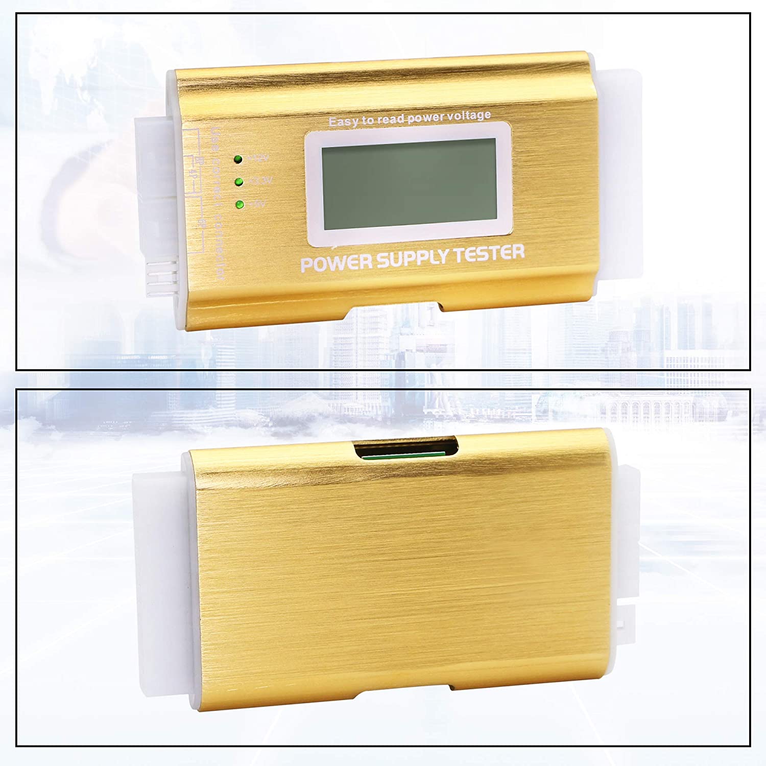 Thiết Bị Test Nguồn ATX Máy Tính 20 + 24 Pin Hiển Thị Màn Hình LCD (Vàng) - Hàng Nhập Khẩu