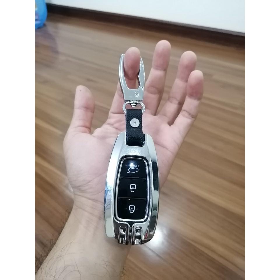 Ốp bọc chìa khóa Hyundai Accent, Kona, Santafe Inox sang trọng chống va đập