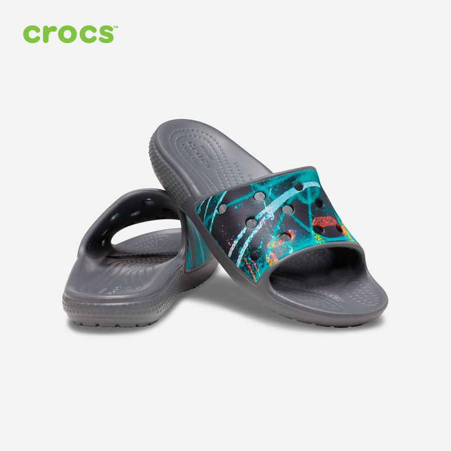 Dép quai ngang trẻ em Crocs FW Classic Slide Kid Printed SGy/Mlti - 206485-0IE