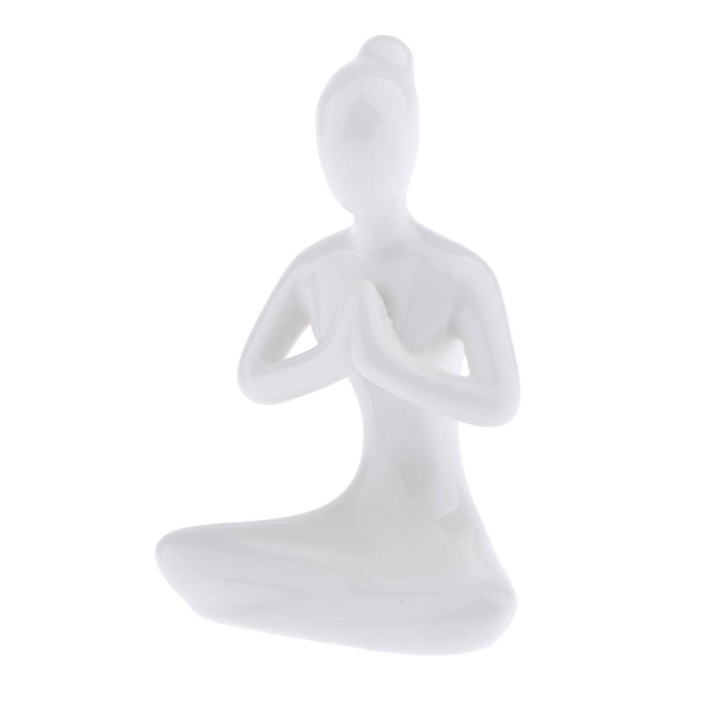 2X Ceramic Yoga Figure Ornament Statue Sculpture Zen Garden Desk Decor Style-02