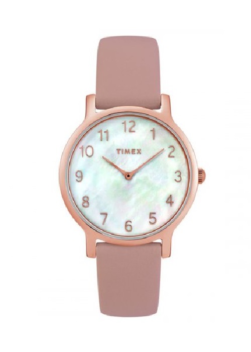 Đồng hồ Dây Da Nữ Timex Metropolitan 34mm Rose Gold Case MOP Dial Blush Leather Strap - TW2T36100