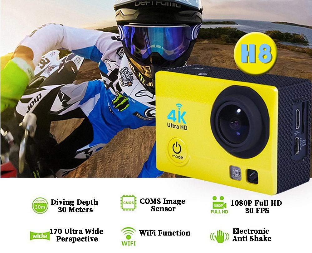 Camera hành động Ultra HD 4K/30fps Camera thể thao 16MP 170D Camera WiFi Mũ bảo hiểm chống nước 30M Camera ghi hình Camera thể thao DV