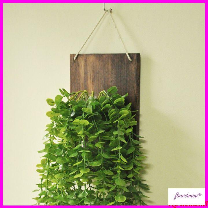 Giỏ hoa lá giả treo tường bằng gỗ trang trí nhà cửa, ban công, cầu thang, tiểu cảnh, decor nhà hàng, quán cà phê độc đáo