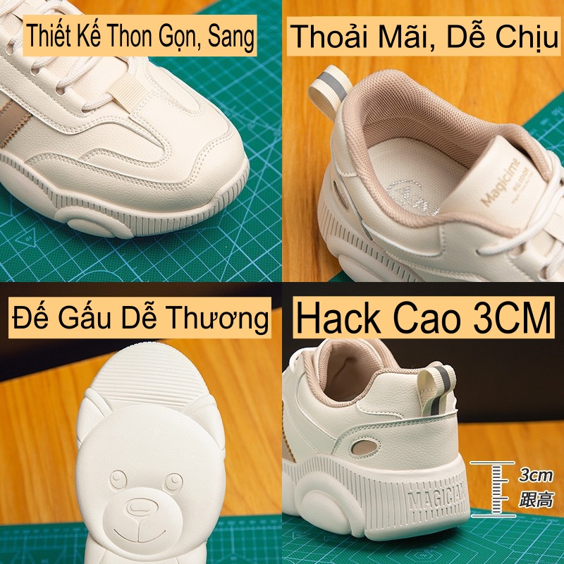 Giày Thể Thao, Sneaker Nữ Dễ Thương, Lên Chân Siêu Đẹp. Đế Cao 3CM