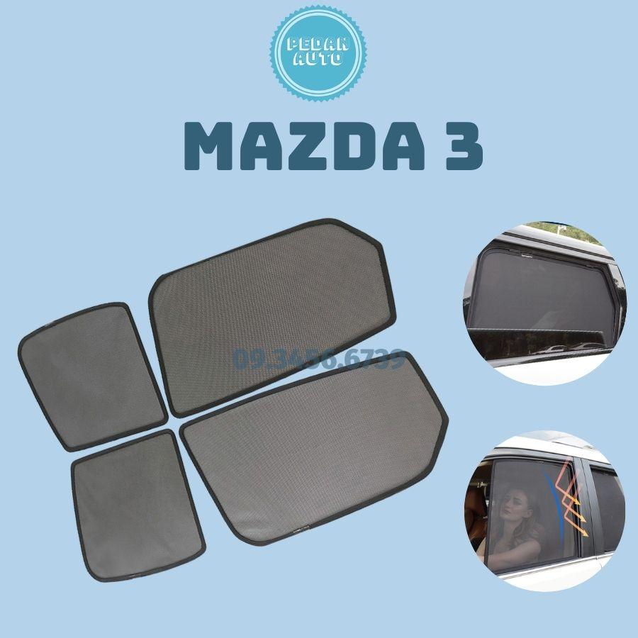 Rèm che nắng nam châm xe Mazda 3 2015-2019 2020 2021 2022 cao cấp, bộ 4 rèm tích hợp sẵn nam châm hút chặt