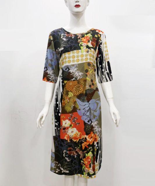 ĐẦM SUÔNG IN HỌA TIẾT HOA SẮC MÀU