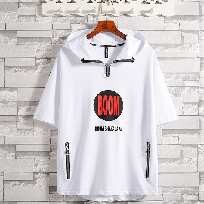 Áo thun ngắn tay có mũ cotton thoáng mát