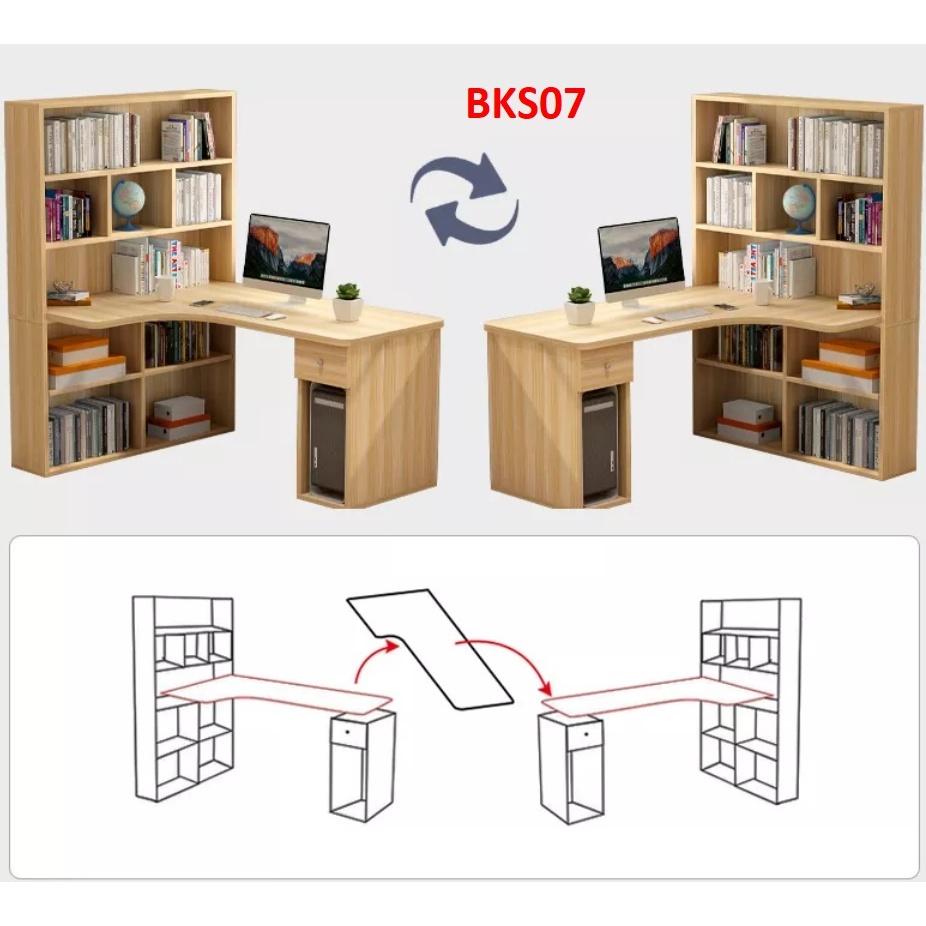 Bàn làm việc, bàn học khung sắt mặt gỗ BKS07 - Nội thất lắp ráp Viendong Adv