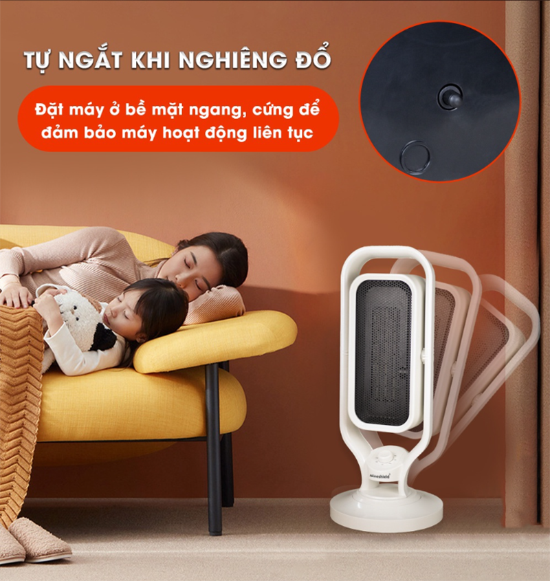 Quạt Sưởi Gốm ABG Ceramic NS06SG, Máy Sưởi, Đèn Sưởi Không Đốt Cháy Oxy, Không Khô Da, Công Suất 2500W Xoay 4 Chiều - Hàng Chính Hãng