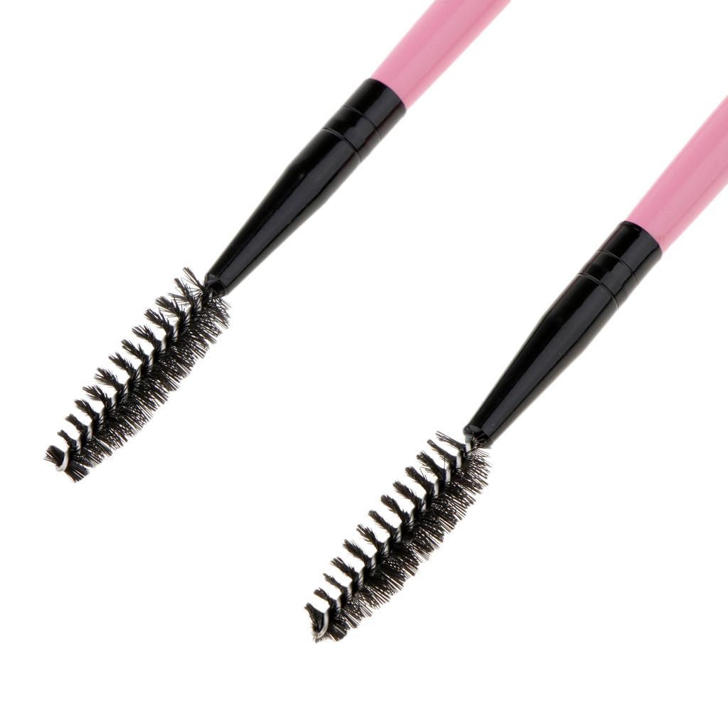 2PCS Reusable Nylon Mascara Wands Makeup Eyelash Extension Brush Wood Handle