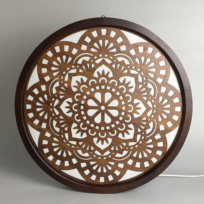 Đèn tranh gỗ CNC họa tiết Mandala 1 đường kính D42,D50,D61 lan tỏa hào quang đến không gian thờ nhà bạn