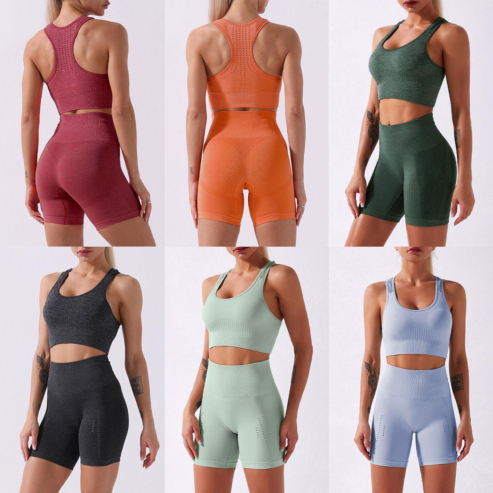 Set áo ngực thể thao và quần short lưng cao legging tiện lợi tập yoga, đạp xe, tập gym