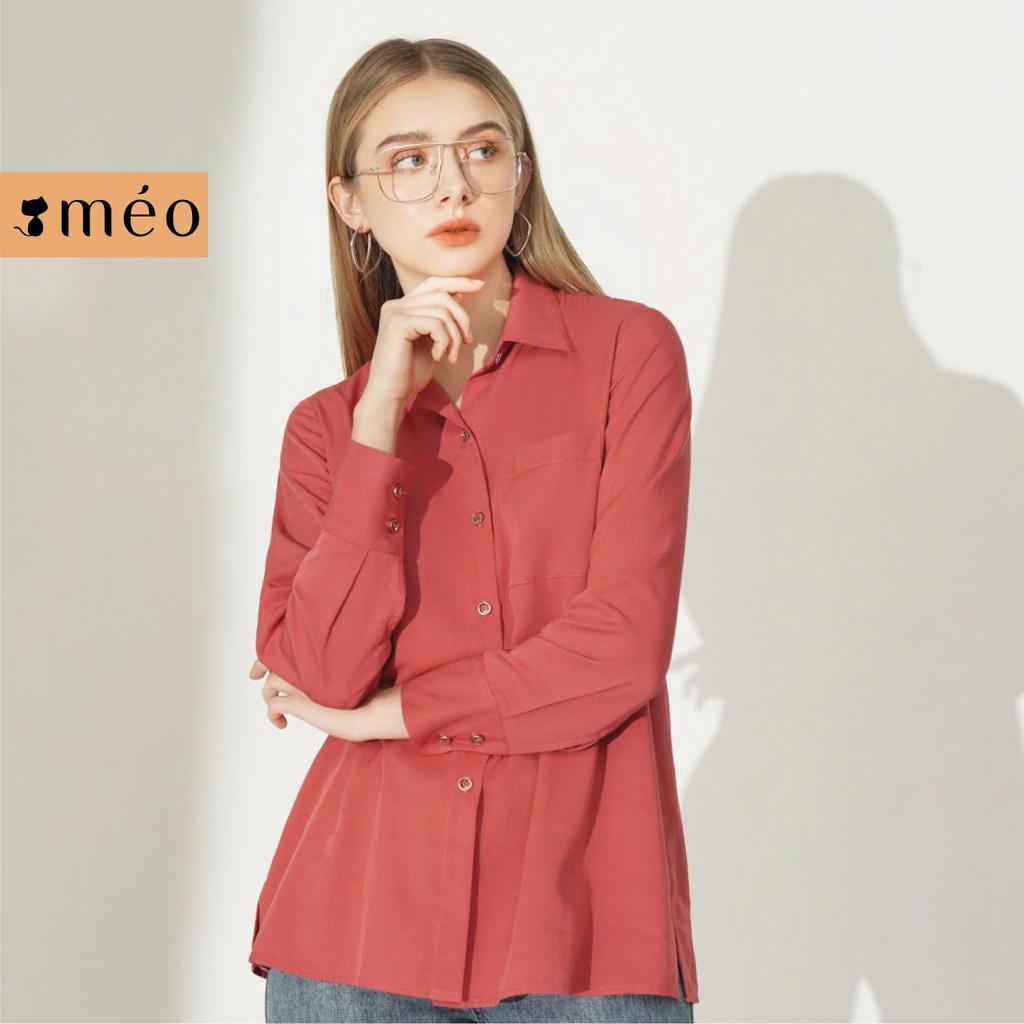 Áo sơ mi công sở nữ Méo shop dài tay kiểu Hàn form rộng Sandy