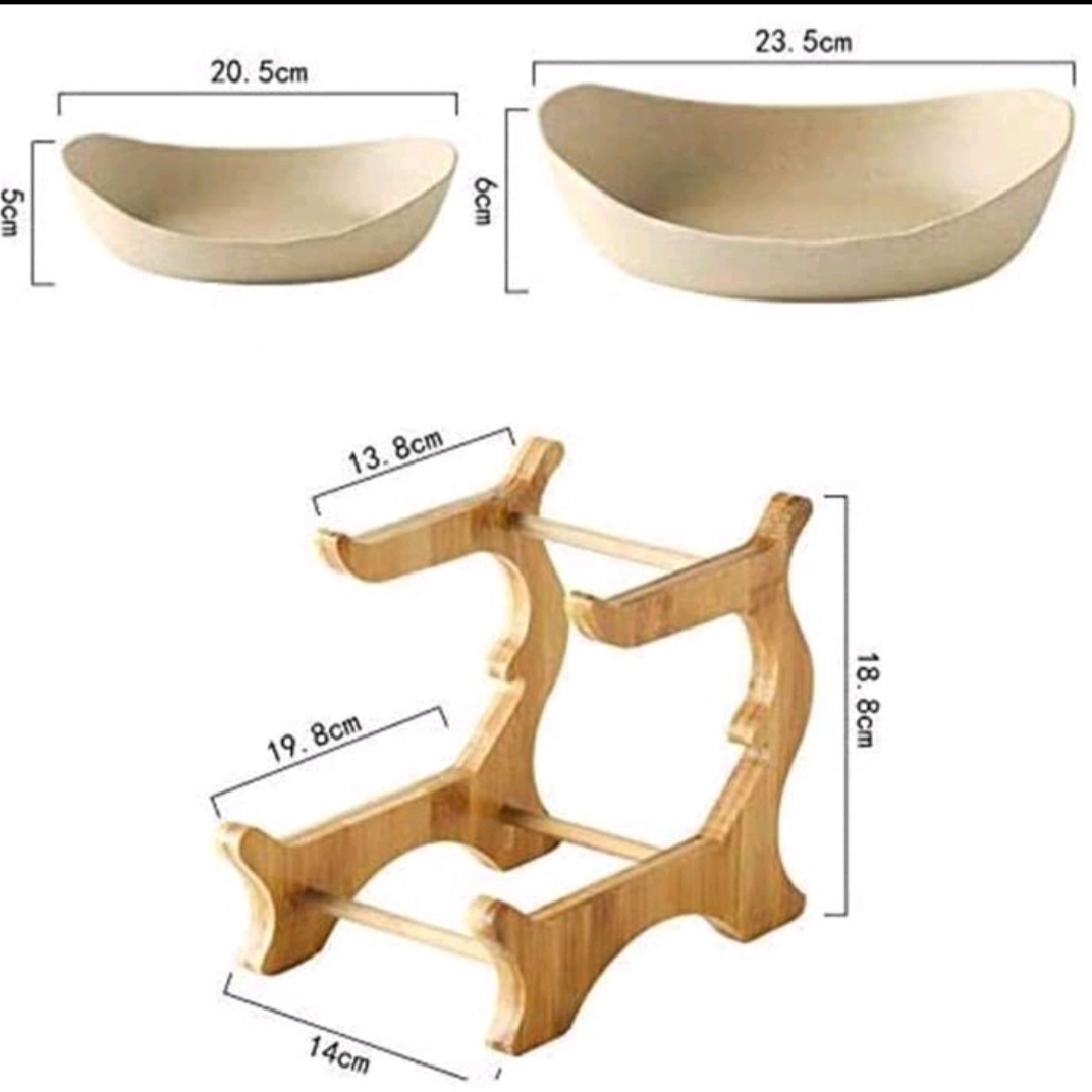 Khay đựng bánh, hoa quả 2 tầng bằng sứ cao cấp phong cách Bắc Âu