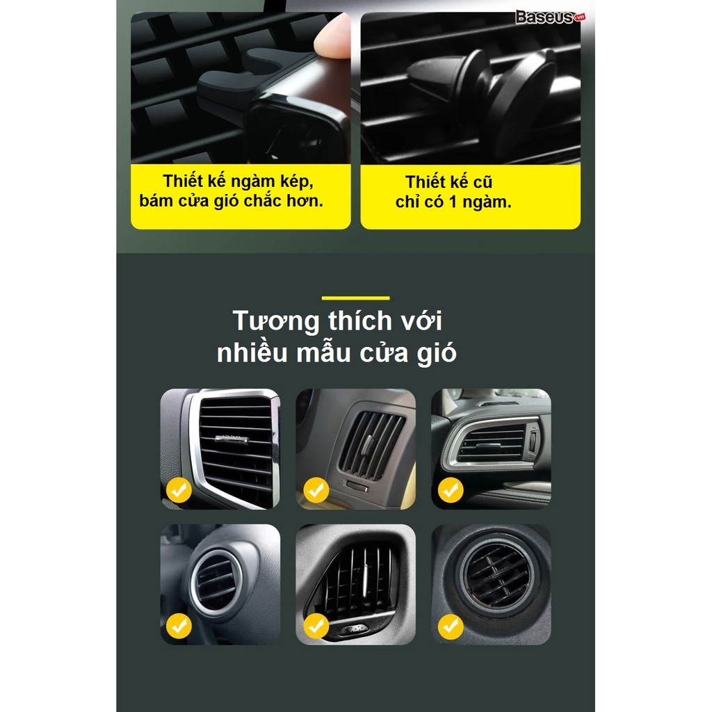 Kẹp điện thoại gắn cửa gió ô tô Baseus Steel Cannon Car Mount SUGP-09 - Hàng chính hãng