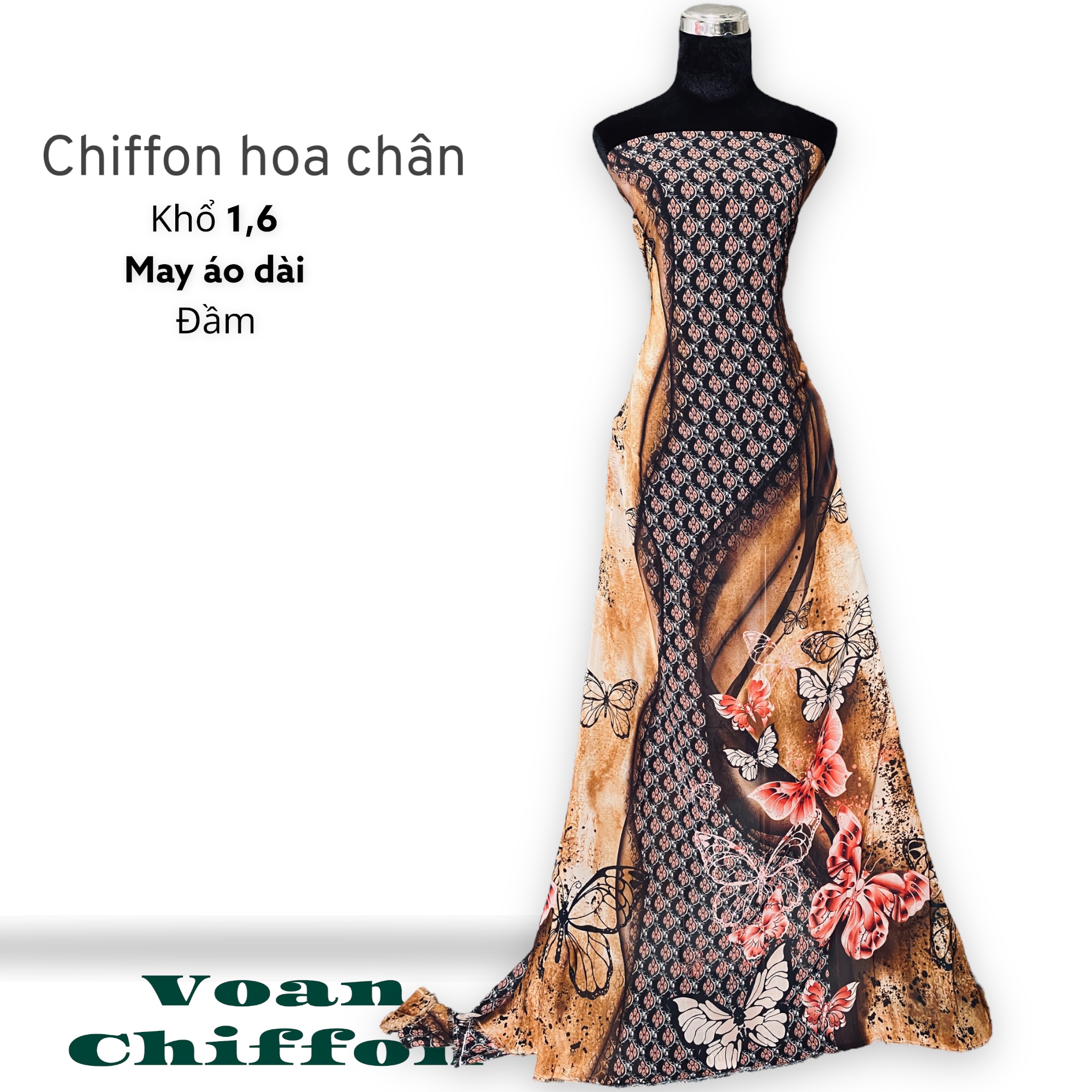 Vải voan chiffon hoa may áo dài đầm áo kiểu MS3402