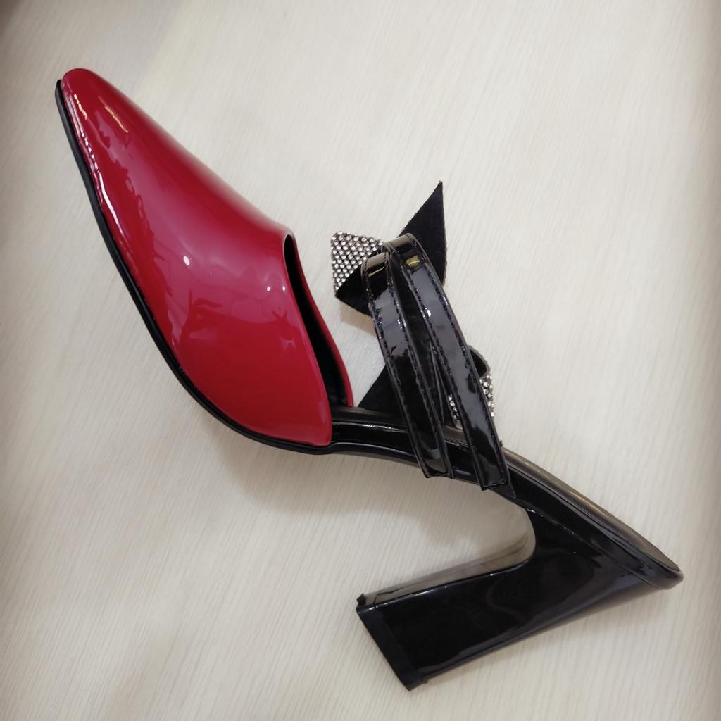 Giày sục cao gót nữ đính nơ ROSATA RO437 7p - MÀU ĐỎ - HÀNG VIỆT NAM CHẤT LƯỢNG QUỐC TẾ