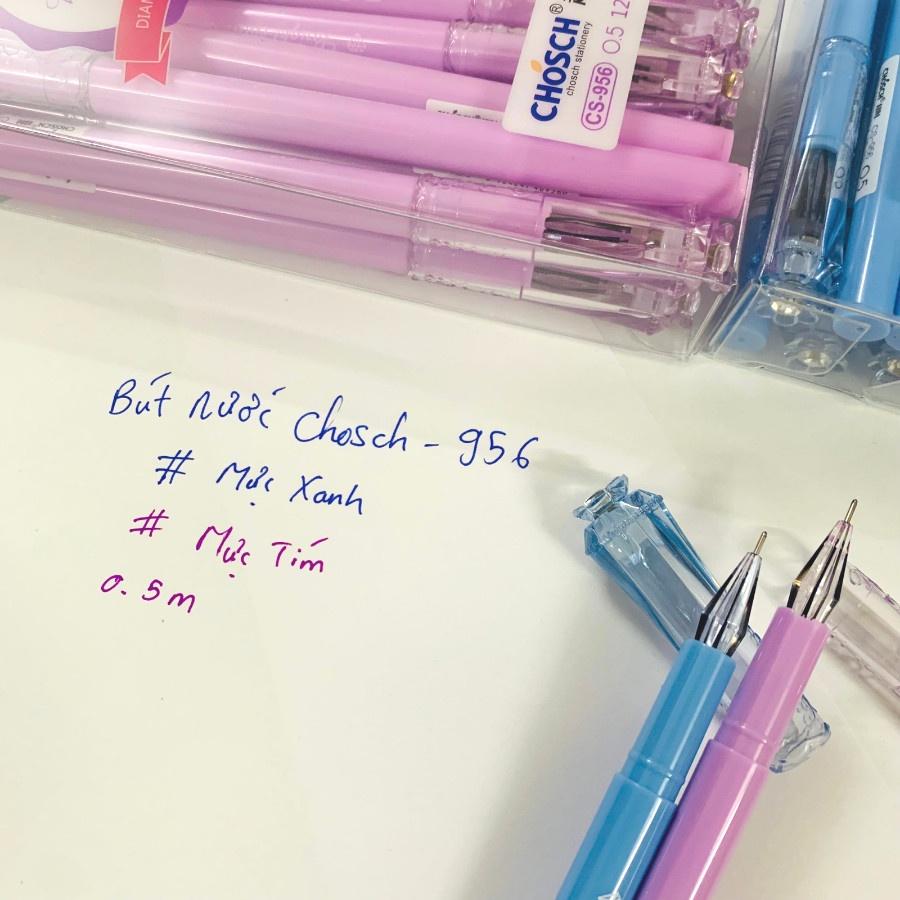 Hộp 12 Cây Viết Gel Chosch CS-956 Ngòi 0.5mm Hình Kim Cương ( Mực Xanh, Tím )