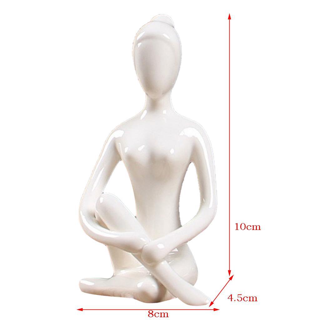 4x Ceramic Yoga Figure Ornament Statue Sculpture for  Desk Decor