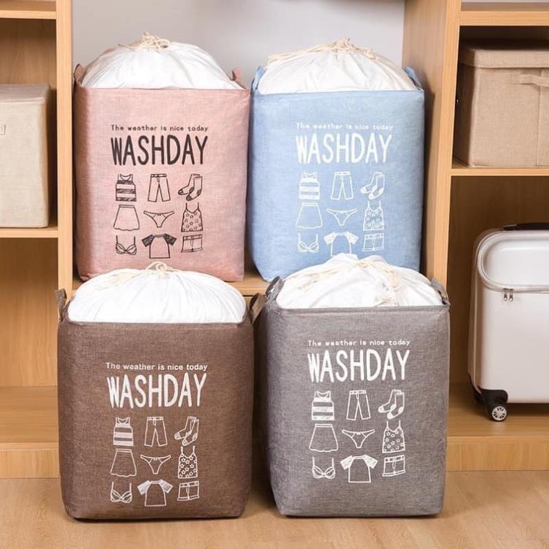 Túi Đựng Chăn Màn, Quần Áo Khung Thép Washday Siêu Lớn 2 Kích Thước, Chống Ẩm Mốc, Tiết Kiệm Diện Tích