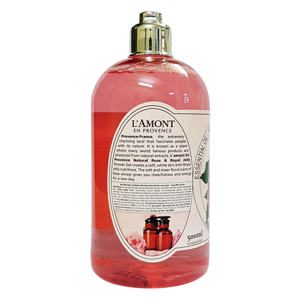 Combo 2 Sữa Tắm L'amont En Provence Rose Shower Gel (Hoa Hồng) và Strawberry Shower Gel (Dâu Tây) 500ml/chai