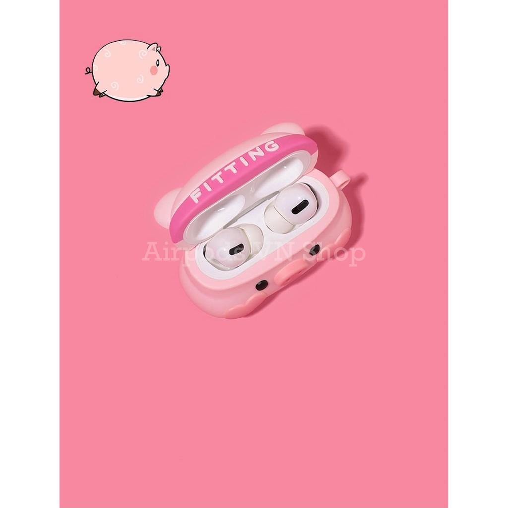Bao Case Ốp dành cho Airpods 1/2 & Airpods Pro heo hồng thể dục kute silicon 3D cao cấp
