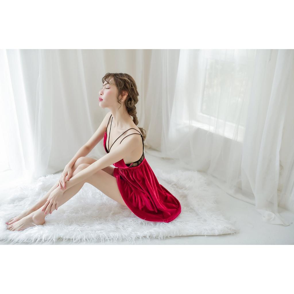 Váy ngủ nhung đẹp - Đầm ngủ gợi cảm - Siêu quyến rũ MS:566