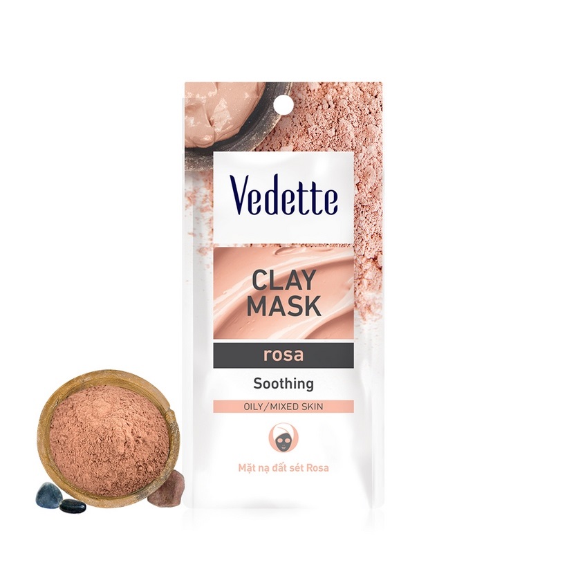 Combo 6 Mặt Nạ Đất Sét Sạch Sâu Dịu Nhẹ Rosa Vedette Clay Facial Mask - Set Mud Mask Rosa 12gx6 (Chăm sóc da mặt)