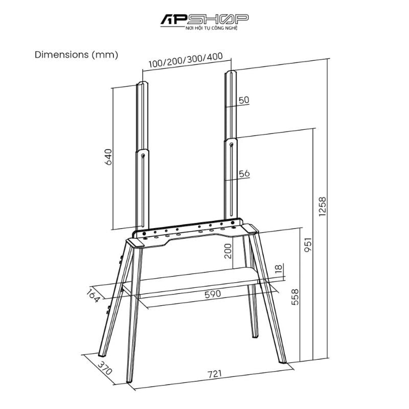 Khung Treo TV Chân Gỗ Brateck FS36-44F-02 (43"-65") – Hàng Chính Hãng