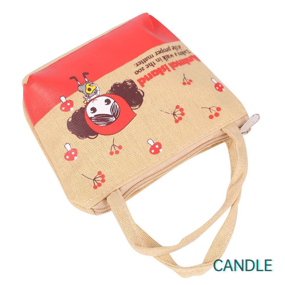 Túi Vải Canvas Khóa Kéo Đựng Tiền Xu Tiện Lợi