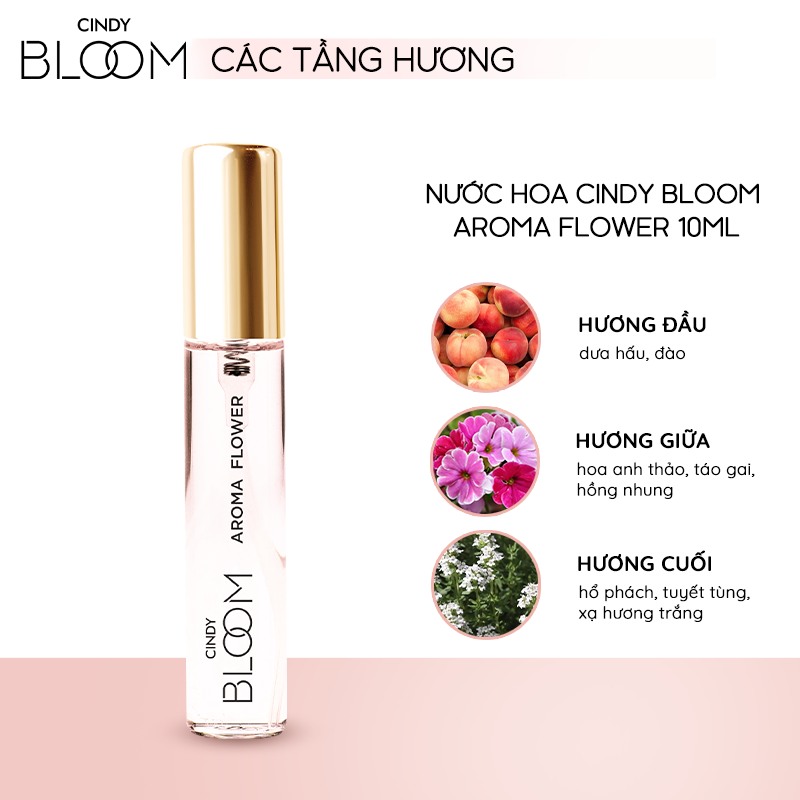 Nước hoa nữ Cindy Bloom Aroma Flower mùi hương ngọt ngào nữ tính 10ml chính hãng