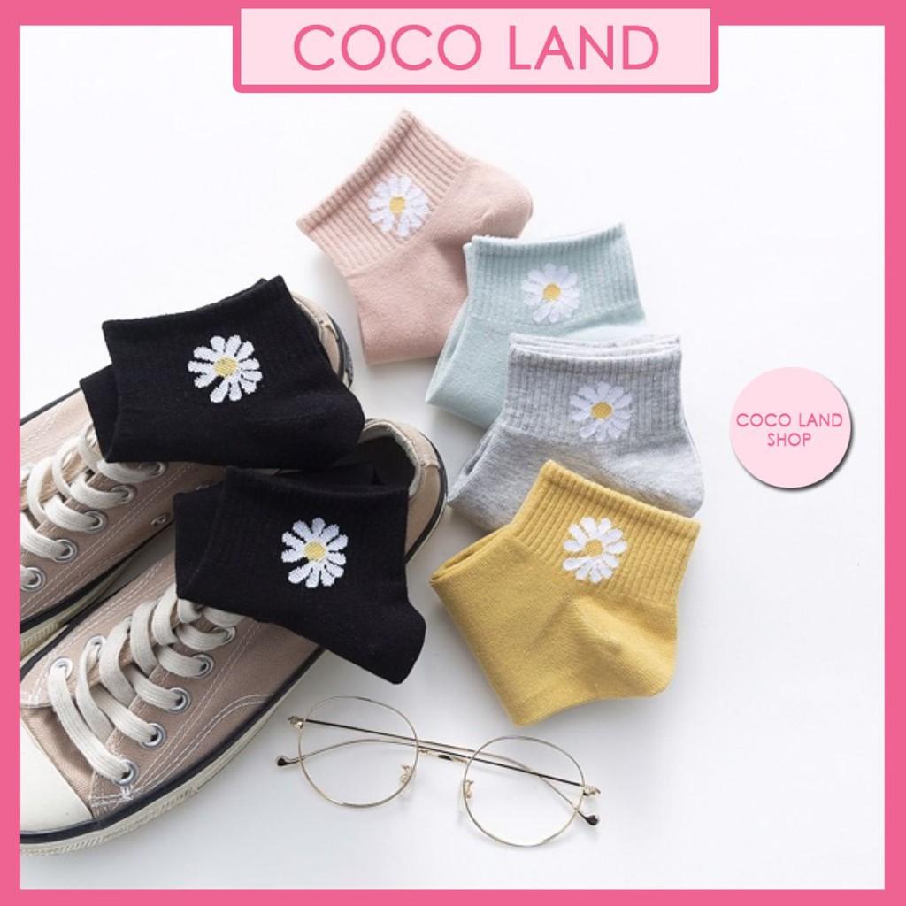 Túi 10 Đôi Tất Nữ Cổ Ngắn Cotton Hoa Cúc Hot trend giá tốt