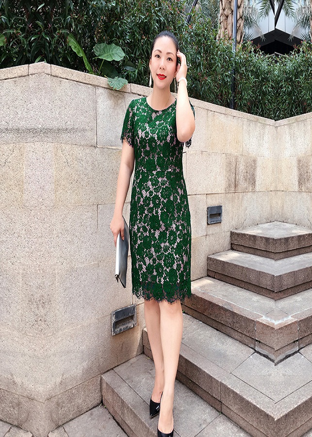 Đầm Ren Mi Màu Xanh Cao Cấp