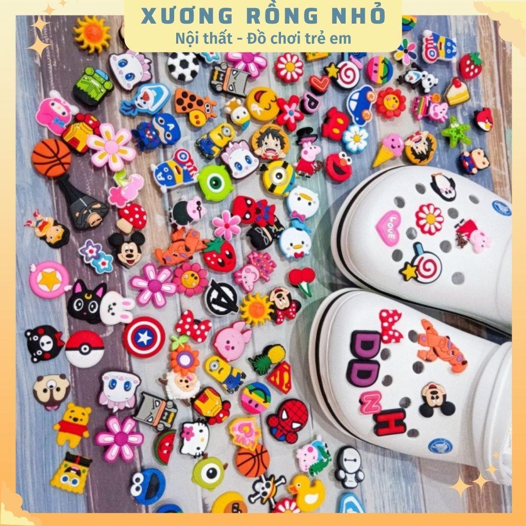 Combo 5 sticker dán dép - Phụ kiện nút giày Crocs Jibbitz đơn giản dễ thương cho dép khủng long, dép bít đầu