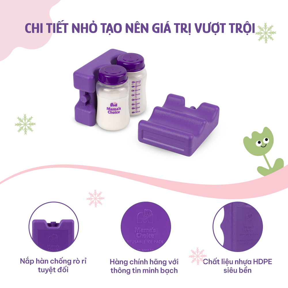 Đá Khô Bảo Quản Sữa Mama’s Choice, Giữ Lạnh Sữa Mẹ Lên Đến 14 Tiếng, Chất Liệu Gel Y Tế Cao Cấp, Độ Bền Cao Từ 4-5 Năm