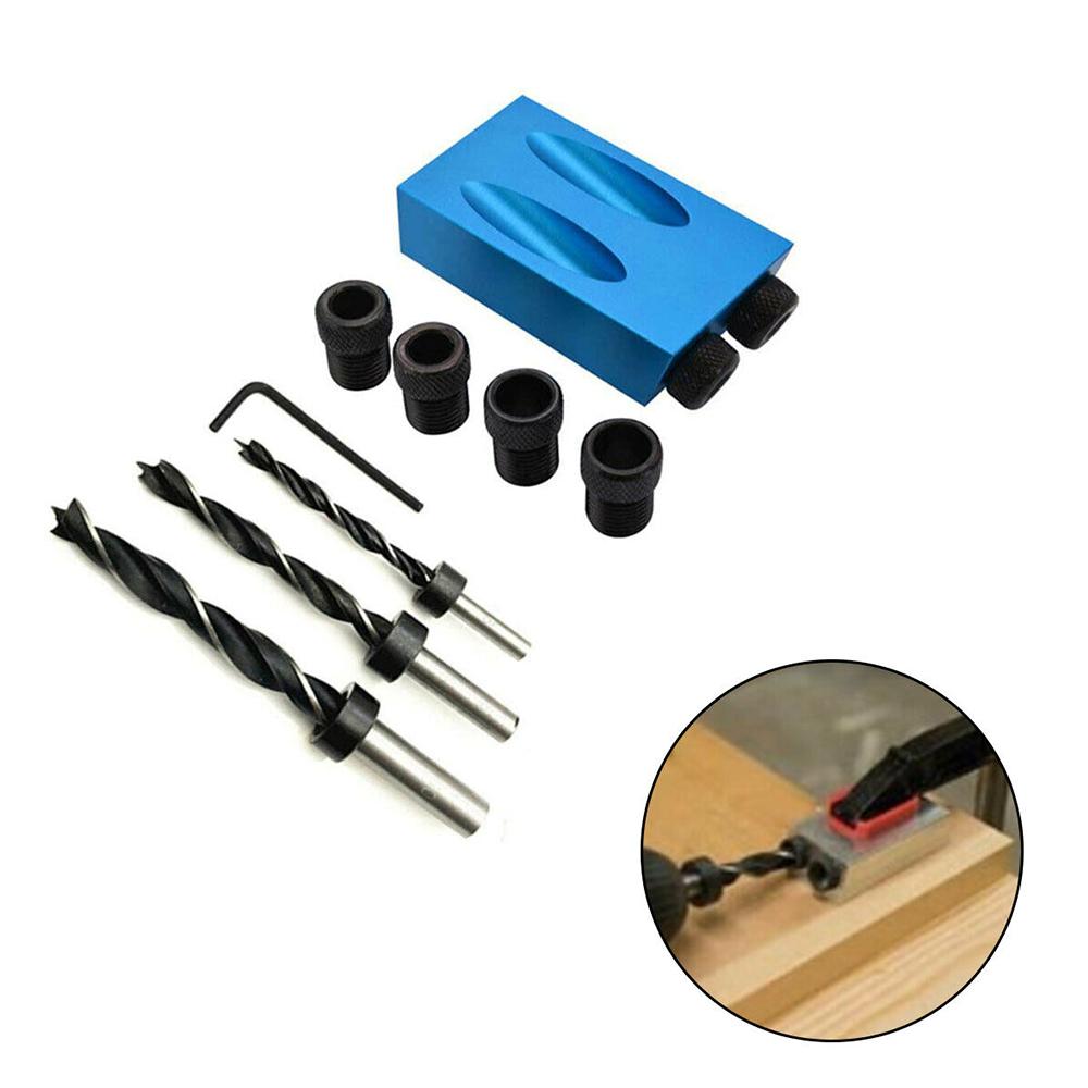 DIY Woodworking Pocket Hole Jig Drill Set Carving Tools Screw Adapter Carpenter