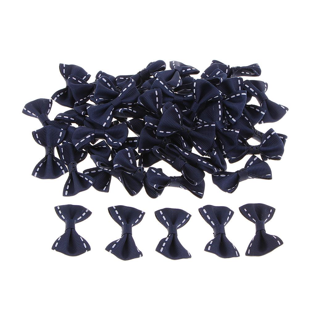 50 Pieces Satin Ribbon Bows Mini Embellishment Craft Artificial Applique Wedding Party