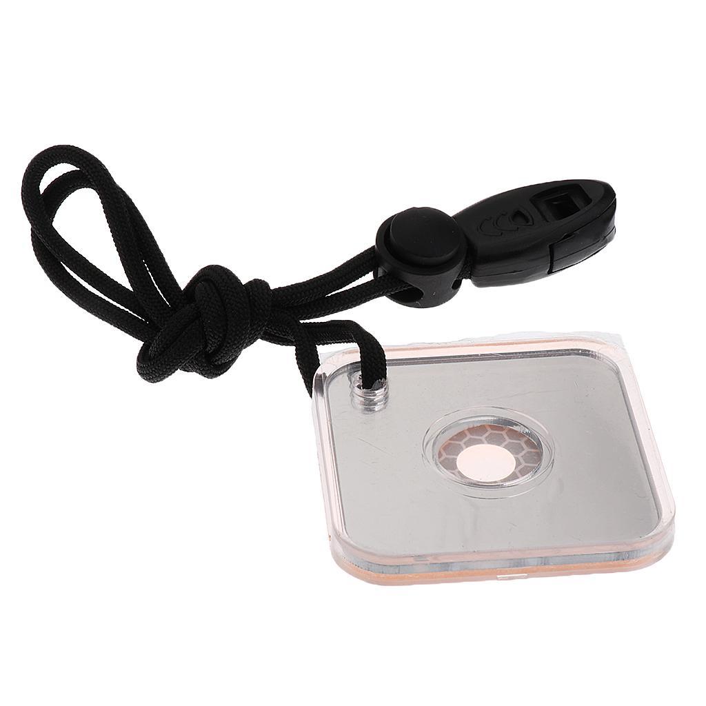 2PCS Signal Mirror Lightweight Survival Emergency Signaling Tool with Whistles and Necklace, Pocket Size