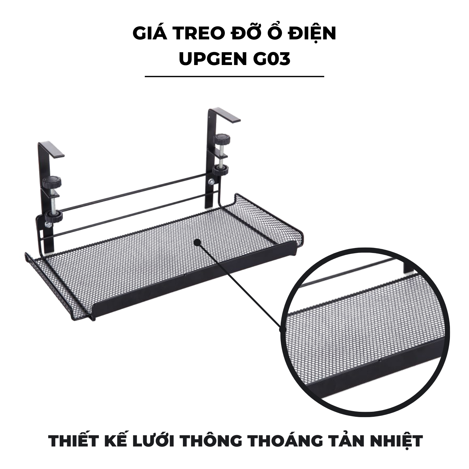 Giá đỡ treo Ổ cắm điện UPGEN G03 - Máng treo dây điện kẹp bàn tiện lợi cho phòng làm việc