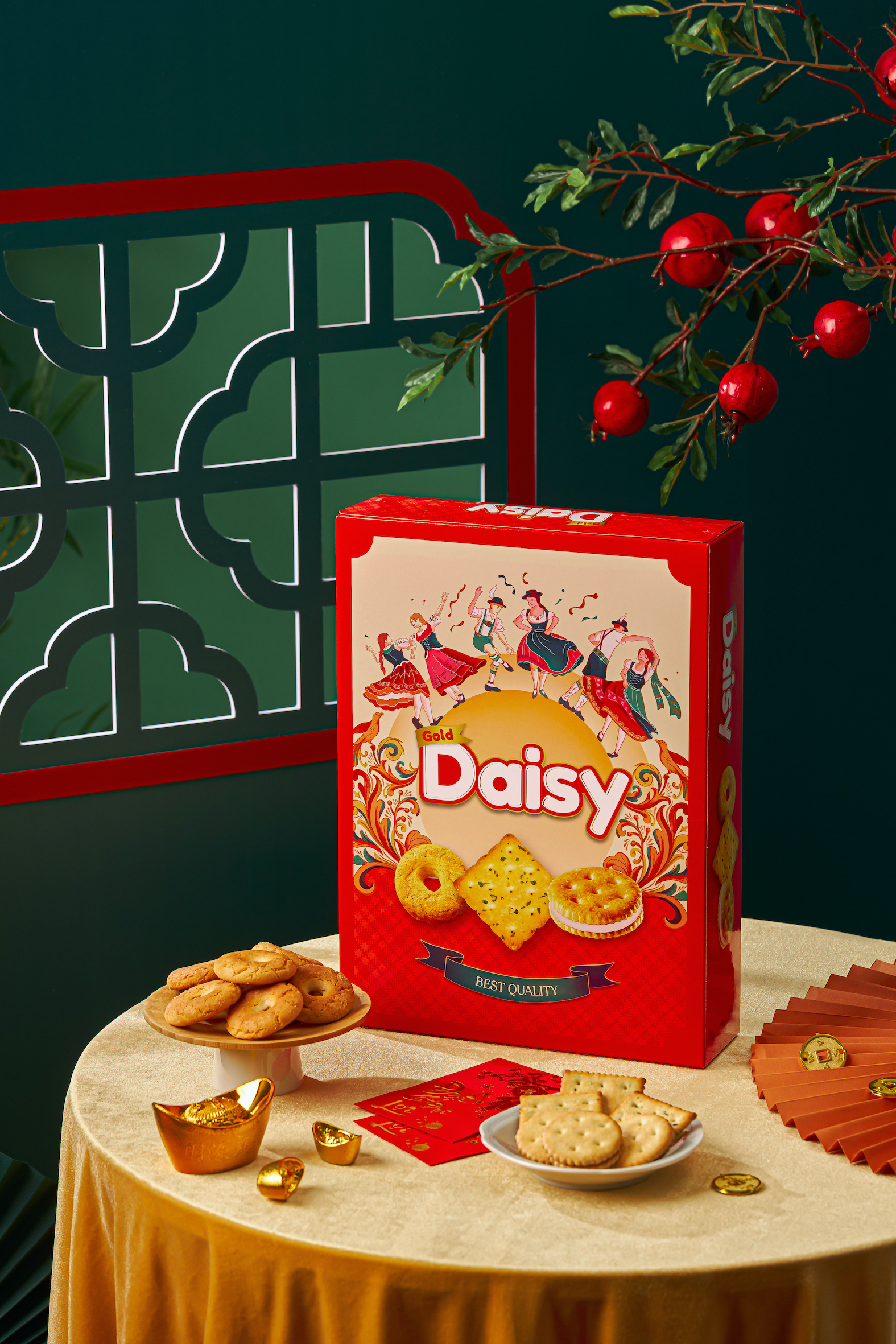Bánh Tết Gold Daisy assorted cookies 326g