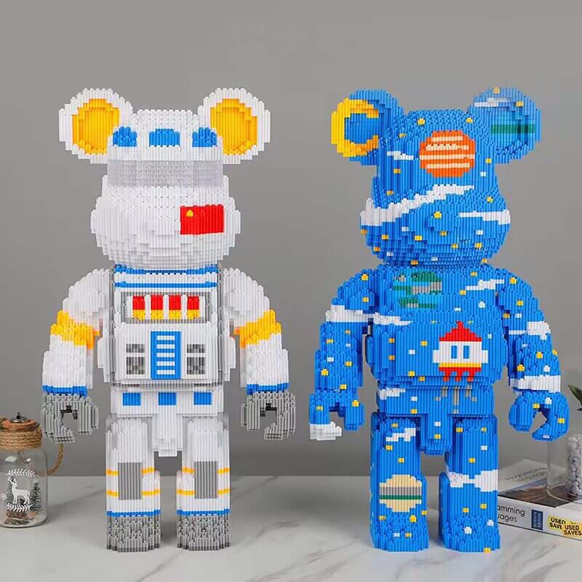 Combo 2 Mô Hình Lắp Ráp 3d Gấu Bearbrick 36cm Có Ngăn Kéo Đèn Búa Nhân Vật Khổng Lồ Size Cỡ To Lớn Chi Tiết Cute Đẹp Giá Rẻ