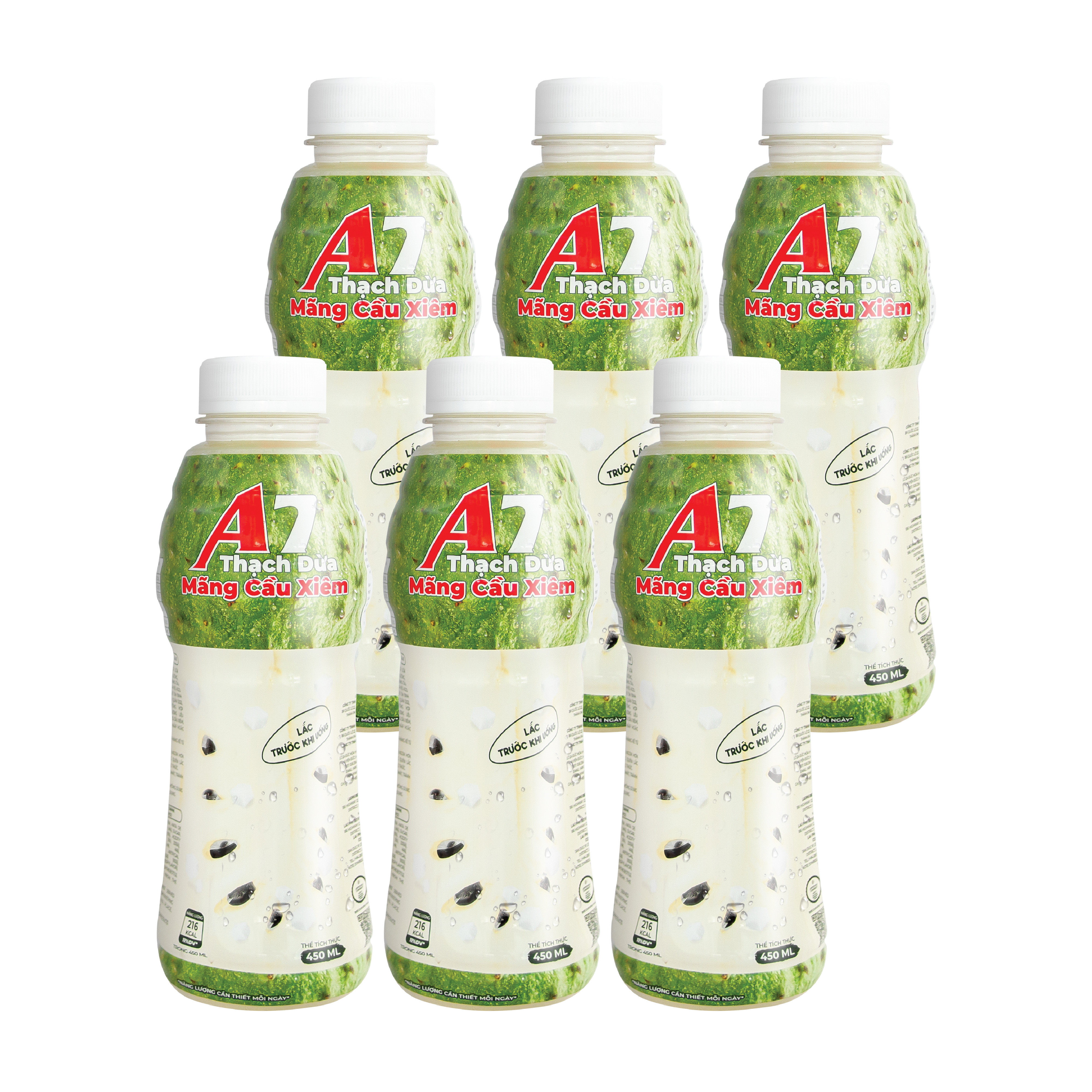 Nước Mãng Cầu Xiêm Thạch Dừa A7 Chai 450ml - Lốc 6 Chai