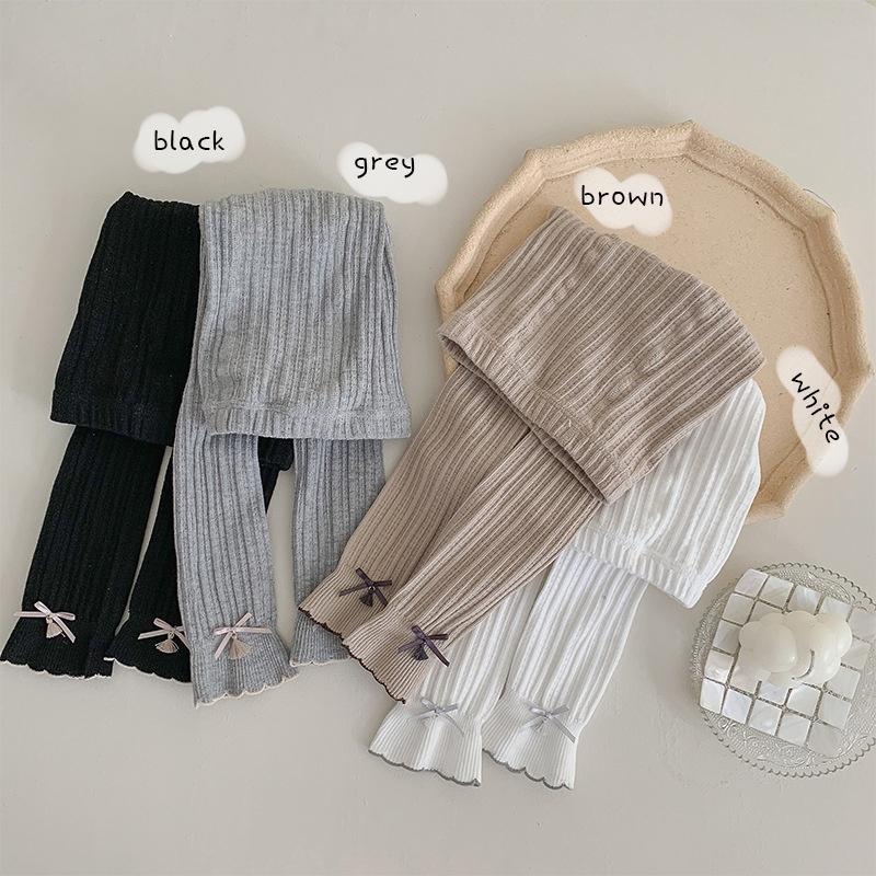 Quần tất len không bàn cho bé gái - quần leggings trơn màu đính nhiều họa tiết xinh yêu, size từ 1 đến 8 tuổi