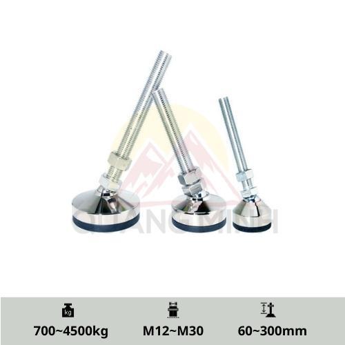 SMAC/SMACS - Chân tăng chỉnh chiều cao tự lựa, inox 304, thép mạ, đế cao su, nhựa M12, M14, M16, M20, M24, M30