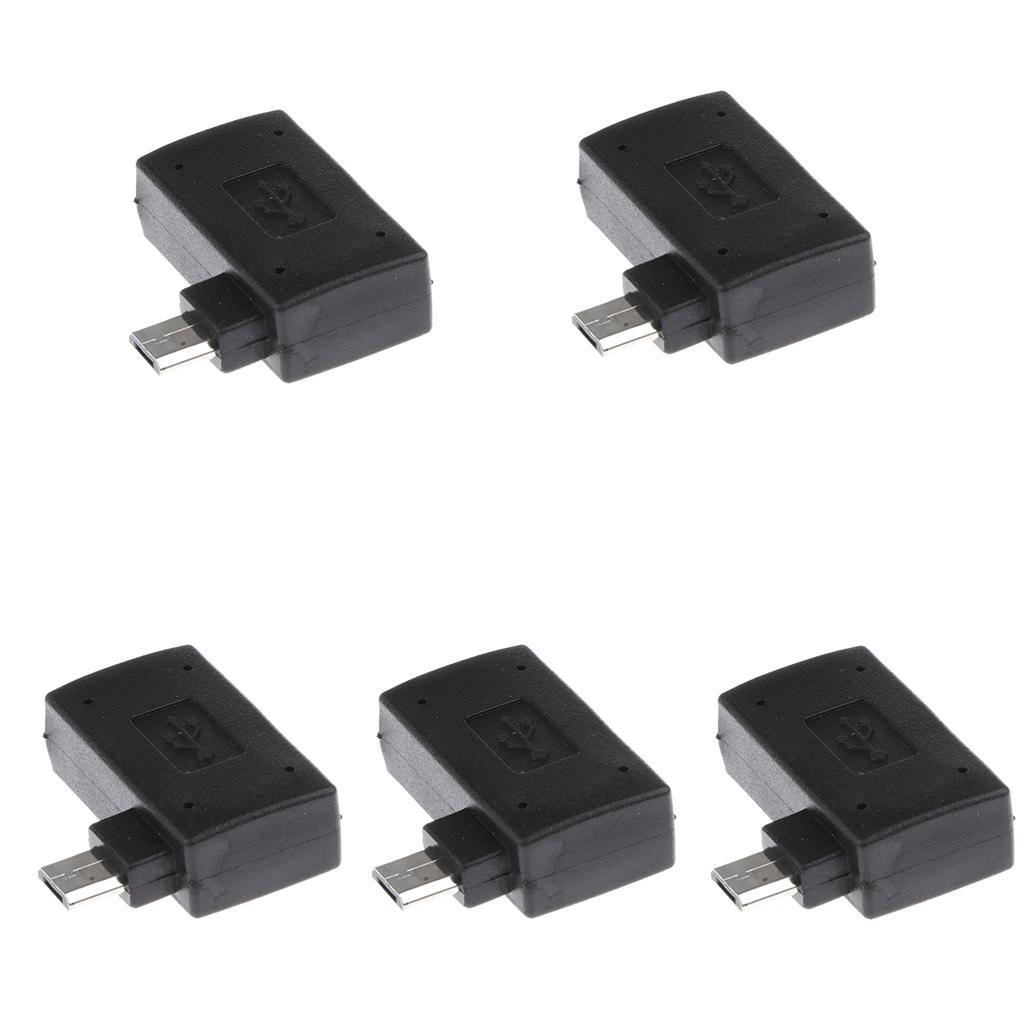 5 Pieces 90 degree Right Angle Micro USB 2.0 OTG Host Adapter Connector with USB